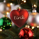 RØDT HJERTE JULEKULE MED NAVN (8 cm) thumbnail