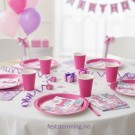 ROSA PYNT OG SERVIETTER TIL BURSDAG JENTE 1 ÅR thumbnail