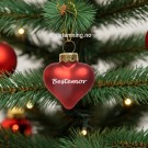 RØD HJERTEFORMET JULEKULE MED NAVN thumbnail