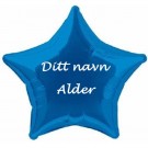 BLÅ FOLIEBALLONG MED EGET NAVN OG ALDER thumbnail