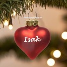 RØD HJERTEFORMET JULEKULE MED NAVN thumbnail