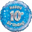 BLÅ FOLIEBALLONG 10 ÅR (holografisk blå) thumbnail