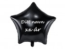 SVART FOLIEBALLONG MED EGET NAVN OG ALDER thumbnail