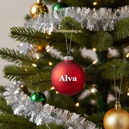 RØD JULEKULE MED NAVN - MATT RØD / HVIT TEKST (6 cm)