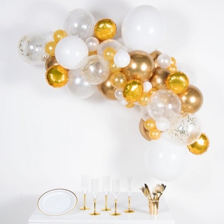 GOLD AND WHITE BALLOON GARLAND KIT