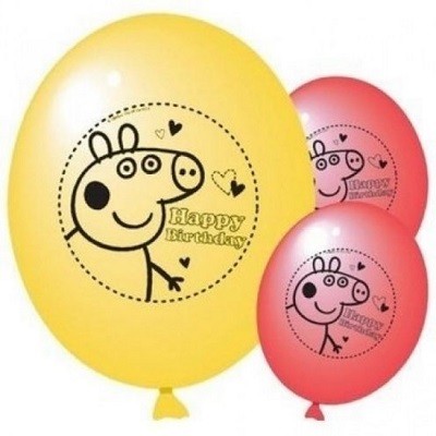 PEPPA GRIS BALLONGER - RØD / GUL
