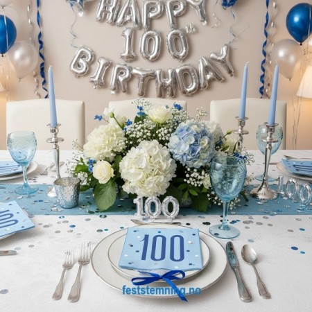BLUE GLITZ SERVIETTER 100 ÅR