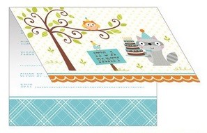 HAPPI WOODLAND BLÅ INVITASJONER