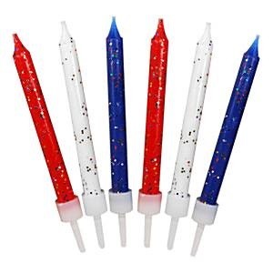 RØDE HVITE OG BLÅ GLITTERLYS (12-pk)