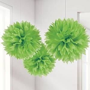 STORE LIMEGRØNNE POM POM (3-pk)