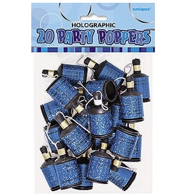 PARTY POPPERS - BLÅ (20-pk)