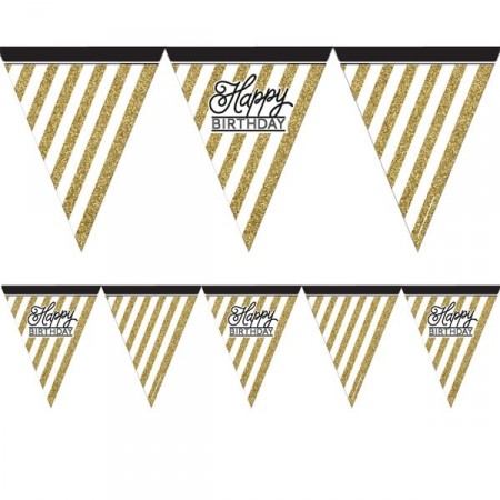 BLACK AND GOLD GLITTER BANNER FLAGG