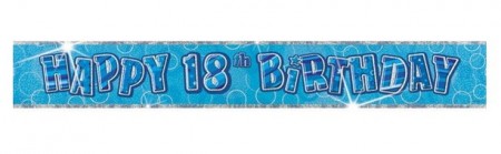 BLUE DAZZLING HAPPY 18th BANNER