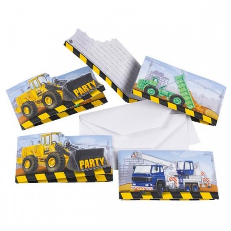 ARBEIDSBILER INVITASJONER (8-pk)