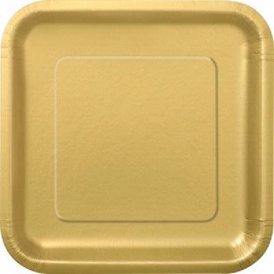 GULLFARGEDE KVADRATISKE TALLERKENER (14-pk)