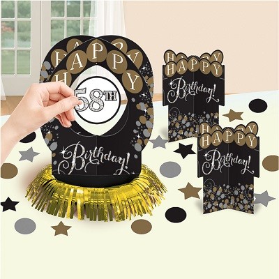 GOLD SPARKLING CELEBRATION BORDDEKORASJONER (Add Age)