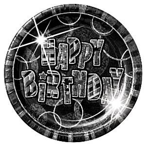 BLACK DAZZLING HAPPY BIRTHDAY TALLERKENER