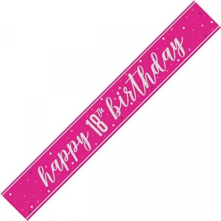 PINK GLITZ HAPPY BIRTHDAY BANNER 18