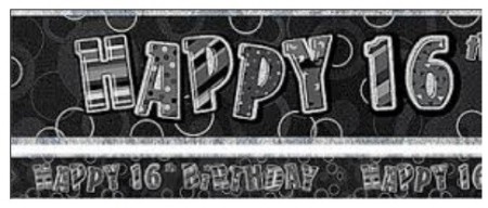 BLACK DAZZLING HAPPY 16th BANNER