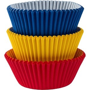 FLERFARGET CUPCAKE FORMER- RØD/GUL/BLÅ (75-pk)