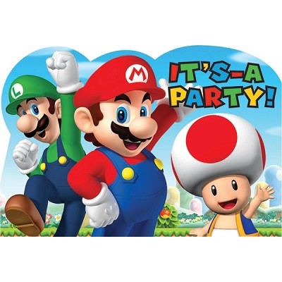 SUPER MARIO BROTHERS INVITASJONER (8-pk)