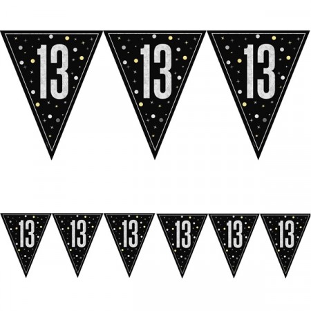 BLACK GLITZ BANNERFLAGG 13 ÅR