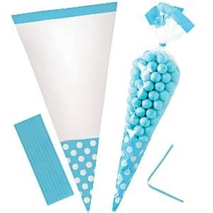 LYS TURKISE POLKA DOT CELLOFAN GODTEPOSER (10-pk)