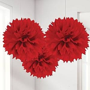 STORE RØDE POM POM (3-pk)