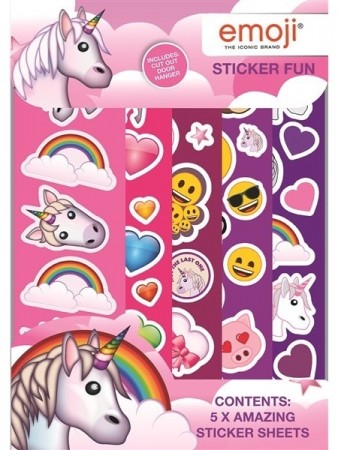EMOJI UNICORN KLISTREMERKER (5 ark)