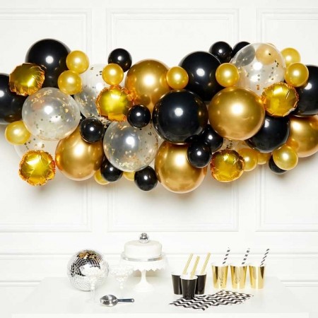 BLACK AND GOLD BALLOON GARLAND KIT