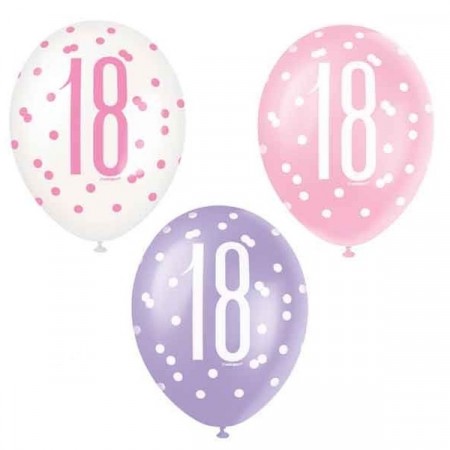 PINK GLITZ BALLONGER 18 ÅR