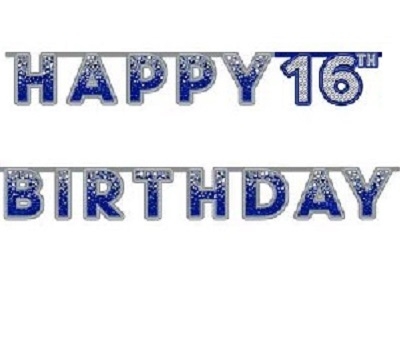 BLÅGLITRENDE HAPPY BIRTHDAY BANNER 16