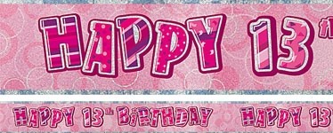 PINK DAZZLING HAPPY 13th BANNER