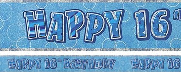 BLUE DAZZLING HAPPY 16th BANNER