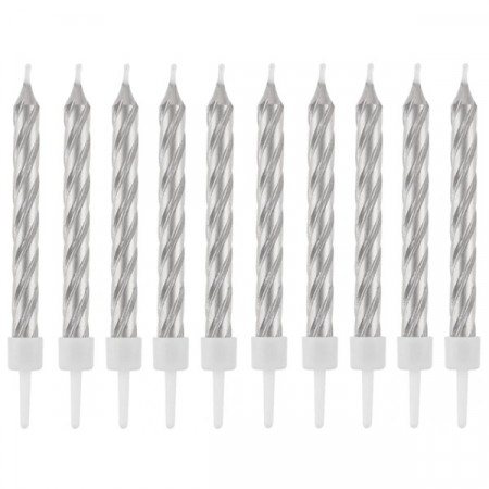 SØLVFARGEDE KAKELYS TWIST (10-pk)
