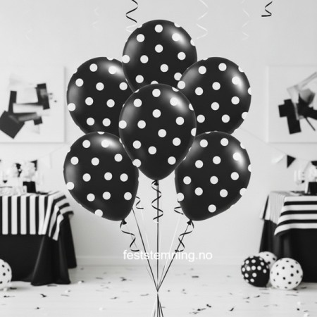SVARTE OG HVITE POLKA DOT BALLONGER
