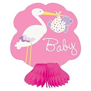 STORK BABY ROSA BORDDEKORASJON (4-pk)