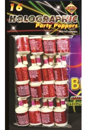 PARTY POPPERS - RØD (16-pk)