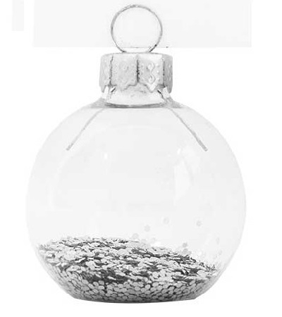 SILVER GLITTER JULETREKULE BORDKORTHOLDER (6-pk)
