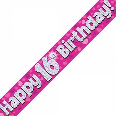 PINK GLITZ HAPPY BIRTHDAY BANNER 16