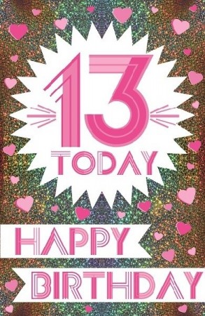 XL BURSDAGSKORT 13 ÅR - ROSA