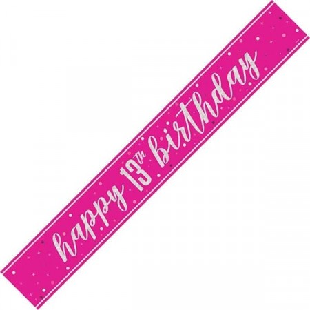 PINK GLITZ HAPPY BIRTHDAY BANNER 13
