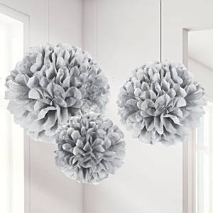 STORE SØLVFARGEDE POM POM