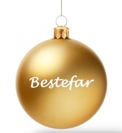 GULLFARGET JULEKULE MED NAVN - HVIT TEKST
