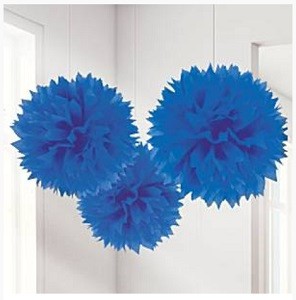 STORE ROYAL BLÅ POM POM (3-pk)