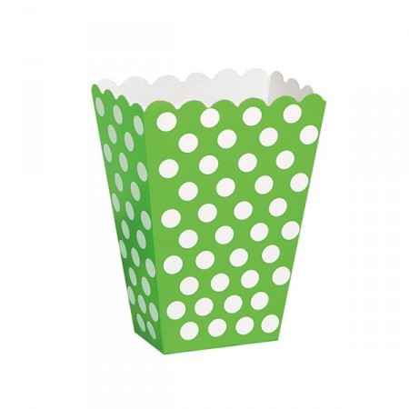 LIMEGRØNNE POLKA DOT GODTEBOKSER (8-pk)