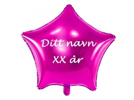ROSA STJERNEFORMET FOLIEBALLONG MED NAVN / ALDER (48 cm)