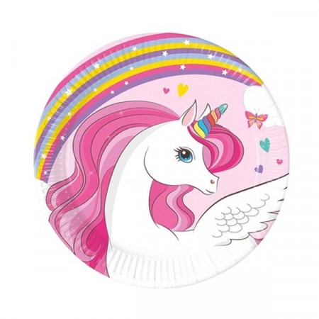 RAINBOW UNICORN DESSERT TALLERKENER
