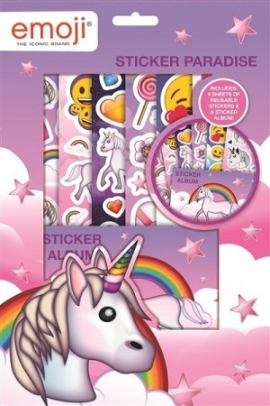 EMOJI UNICORN KLISTREMERKER (6 ark og album)
