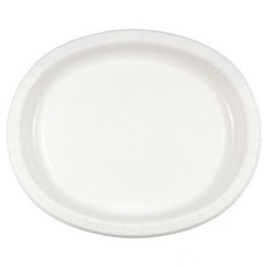 HVITE OVALE TALLERKENER / SERVERINGSFAT (8-pk)